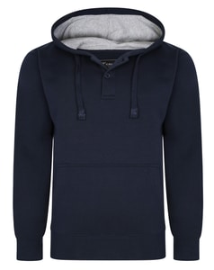 KAM 1/4 Button Through Hoody Navy